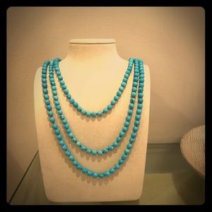 Turquoise beaded necklace and earring set